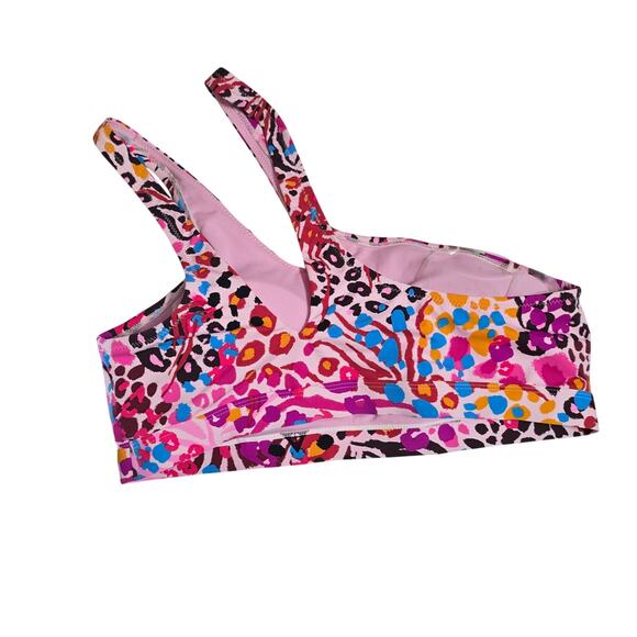 NWT Jessica Simpson Women's Multicolor-Print One-Shoulder Bikini Top Size Medium - Picture 5 of 5